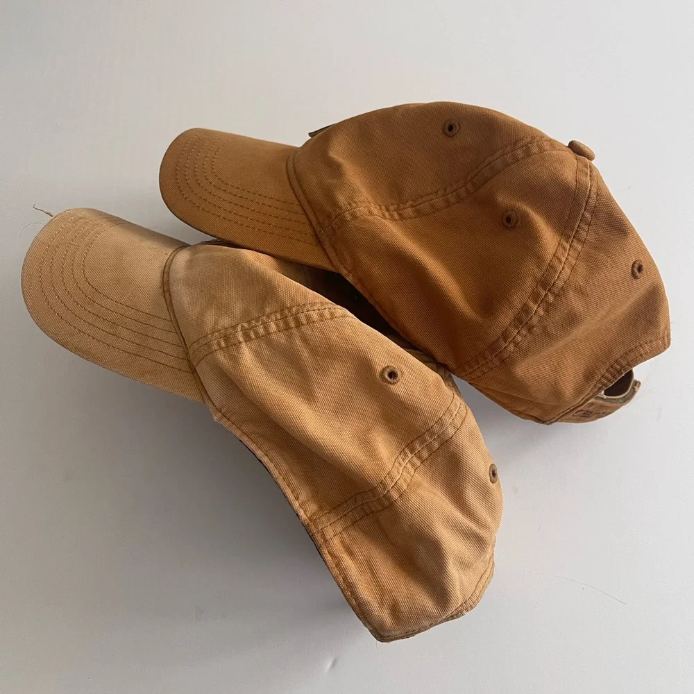 2 Distressed Thrashed Carhartt Baseball Caps Gold Tan